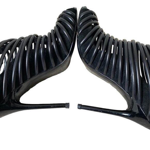 LAMB L.A.M.B. Walcot Black Leather Bootie Sandal Heels size 8 - Picture 9 of 12